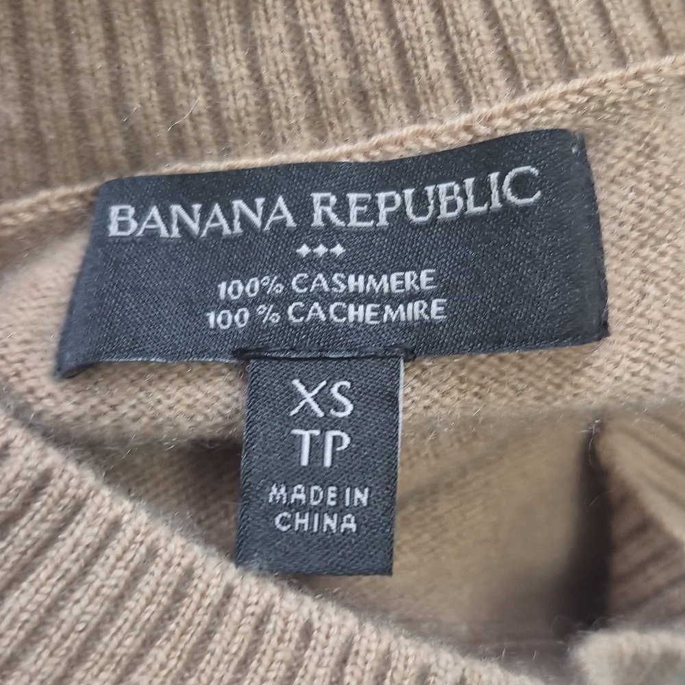 Banana Republic Women's Tan Cashmere Crew Neck Sweater Size XS, Classic Luxury - Picture 8 of 9